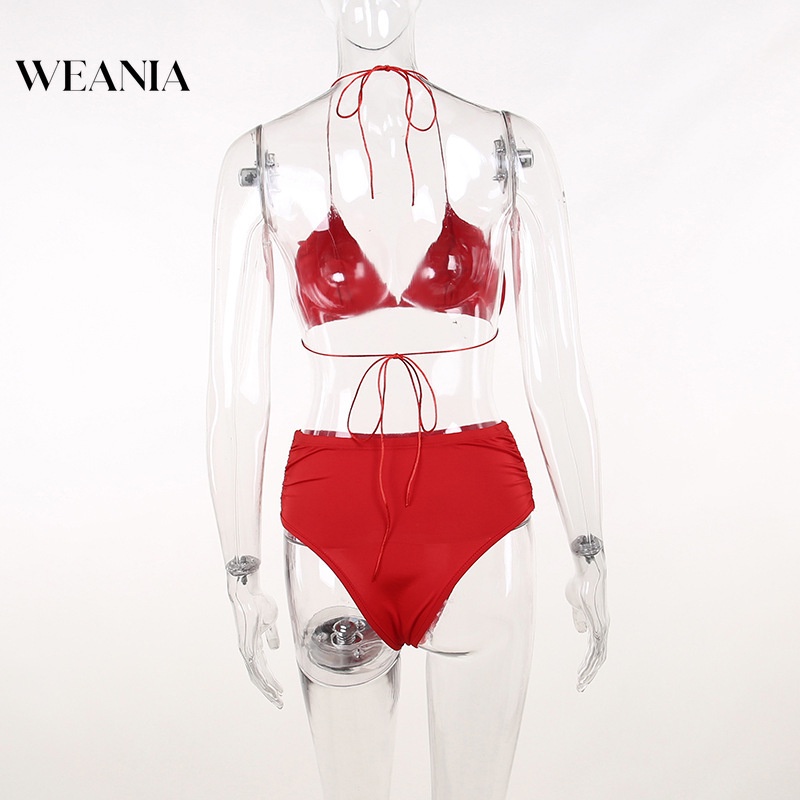 Bikini Nữ Cạp Cao Buộc Dây In Hoa 3D Gợi Cảm