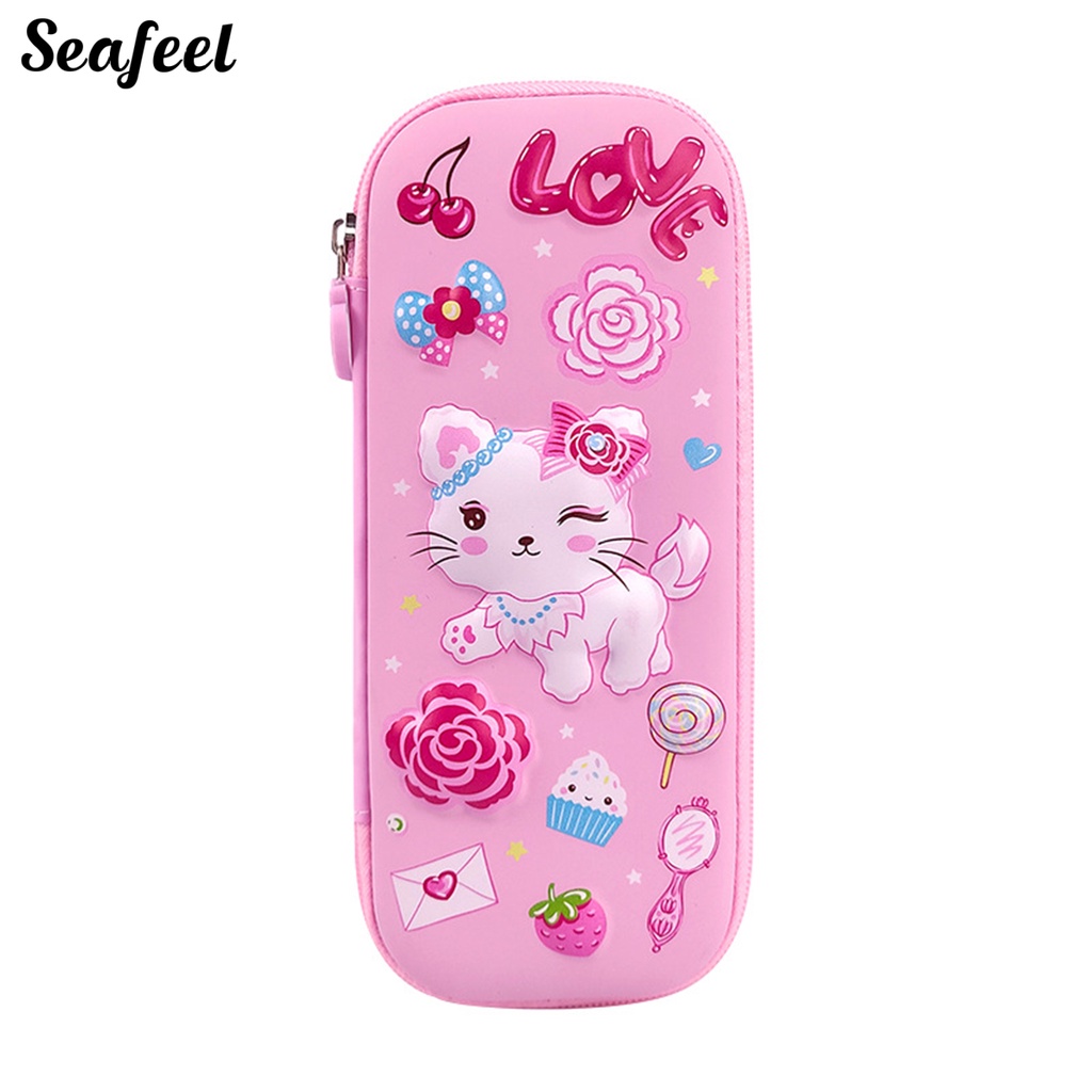 Túi Đựng Bút Dạng Lưới In Họa Tiết Hoạt Hình Kitty Dễ Thương