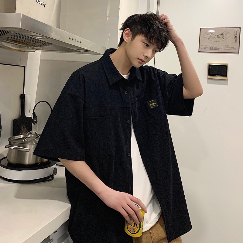 Áo Sơ Mi Tay Ngắn Dáng Rộng Cỡ Lớn Thời Trang Mùa Hè Cho Nam