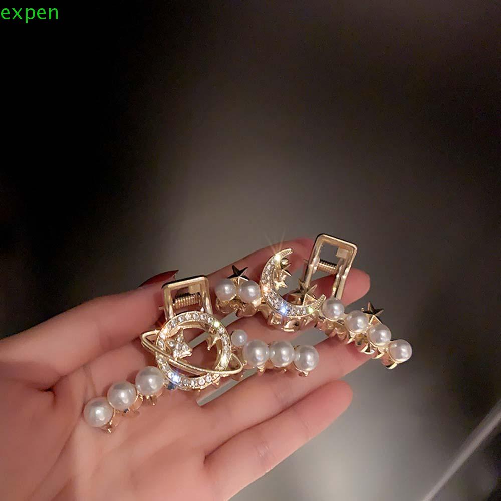 EXPEN Kẹp Tóc Càng Cua Hình Hành Tinh Mặt Trăng Đính Đá Thời Trang Hàn Quốc Cho