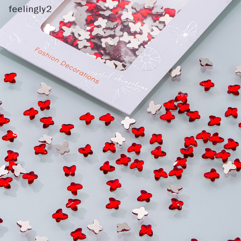 Bộ 100 Hạt Đá 3D Hình Bướm Mặt Kính Dùng Trang Trí Móng Tay DIY