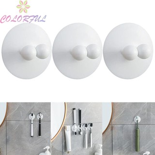 【COLORFUL】‎Toothbrush Holder Convenient Storage Suction Cup Design Toothpaste Holder