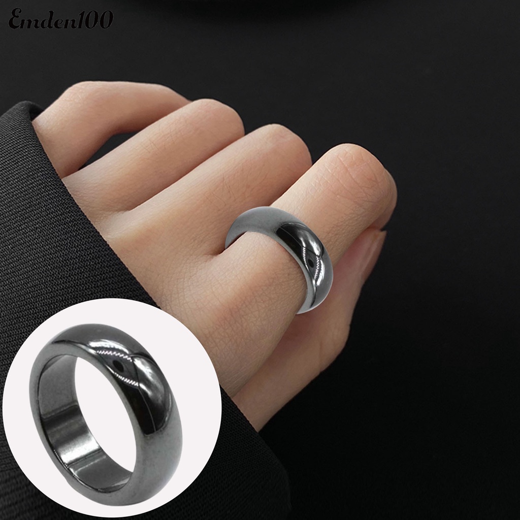 Nhẫn Đá Hematite Bản Rộng 6mm Thời Trang