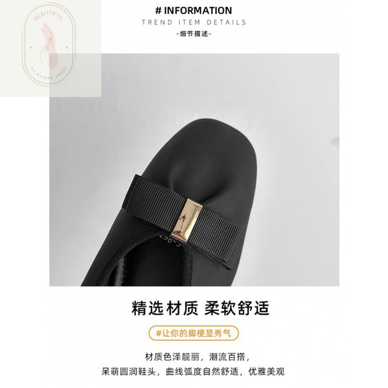 Giày Da PU Đế Bằng Mũi Tròn Phong Cách Thời Trang Mới 2023 Dành Cho Nữ