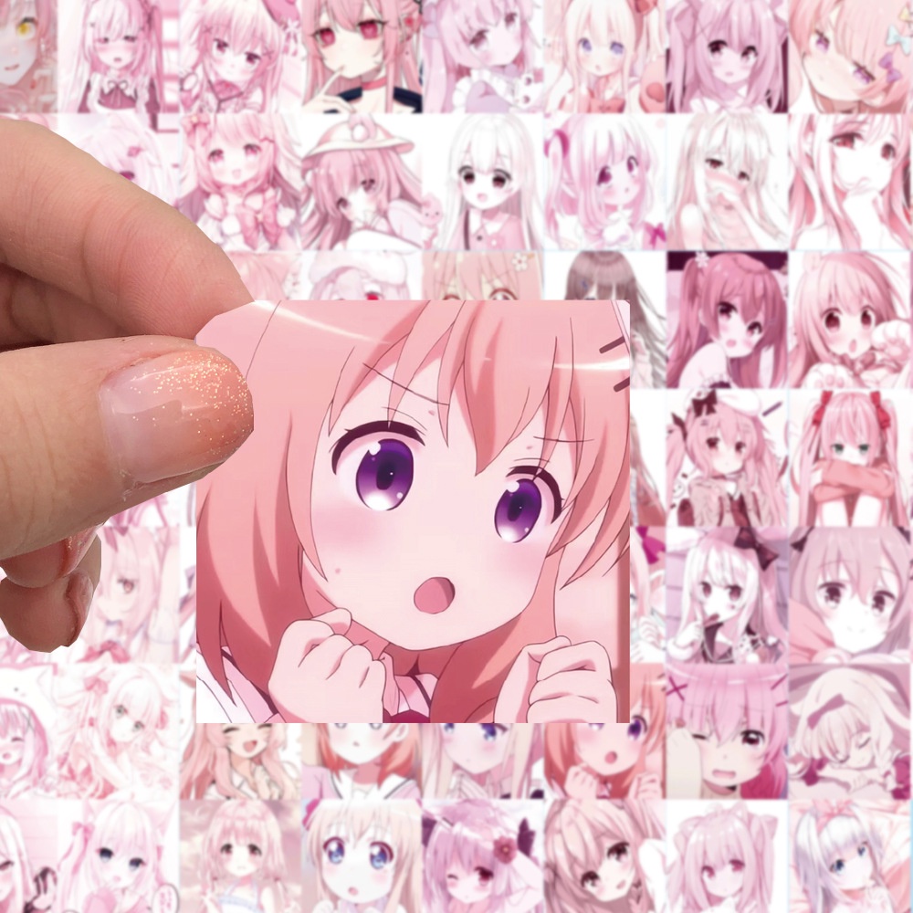 Bộ 62 Miếng Đề Can Dán Trang Trí Vali / Điện Thoại / Laptop / Sổ Tay Hình Cô Gái Anime