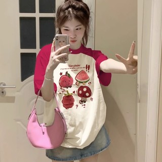 Áo thun NRVP 100% cotton tay ngắn dáng rộng cổ tròn in chữ thời trang cho nữ