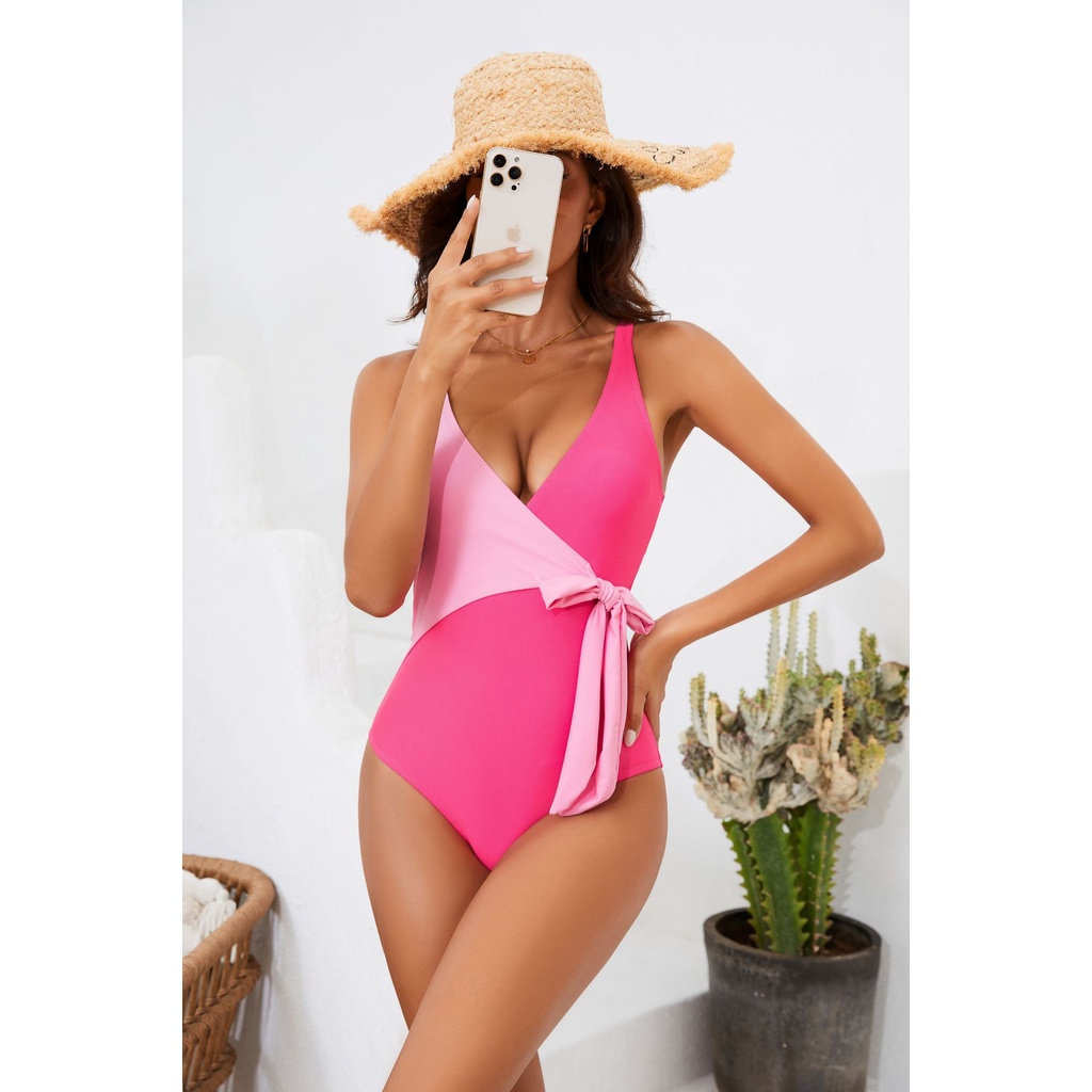 Đồ Bơi Một Mảnh Phối Màu Phong Cách Âu Mỹ Quyến Rũ Thời Trang Đi Biển Du Lịch