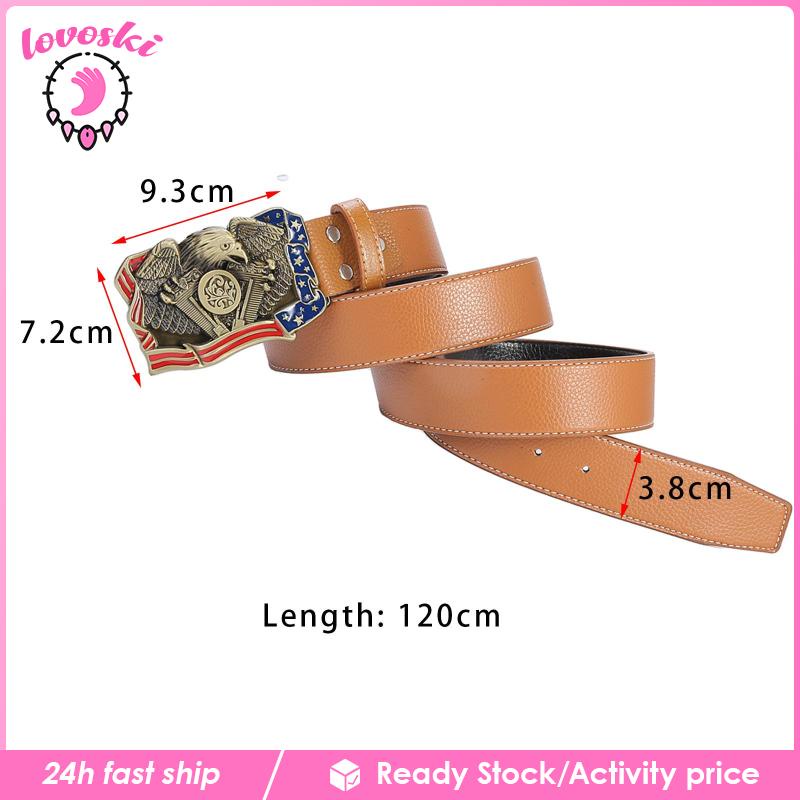 Thắt Lưng Da PU 38mm Có Lỗ Thời Trang Phương Tây Cho Nam Nữ