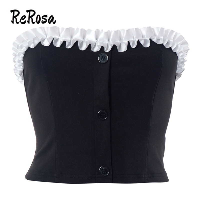 Rerosa Áo Ống Cắt Thấp 2023 Ôm Dáng Hở Lưng Màu Tương Phản Phong Cách Mới Cho Nữ