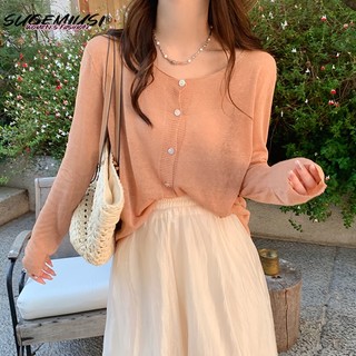 Sugemiusi Áo Khoác Cardigan Mỏng Chống Nắng Thời Trang Cho Nữ