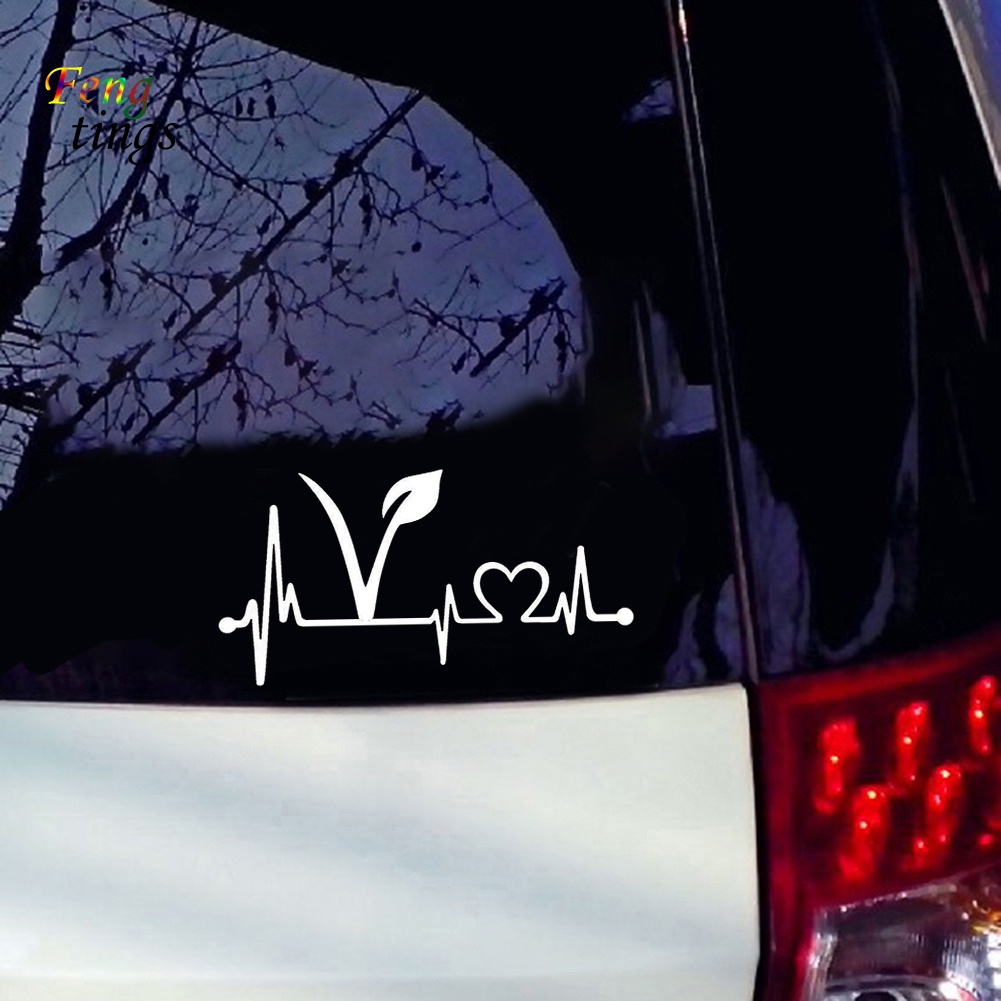 Sticker Vegan Vegetarian Heartbeat Lifeline Dán Trang Trí Xe Ô Tô