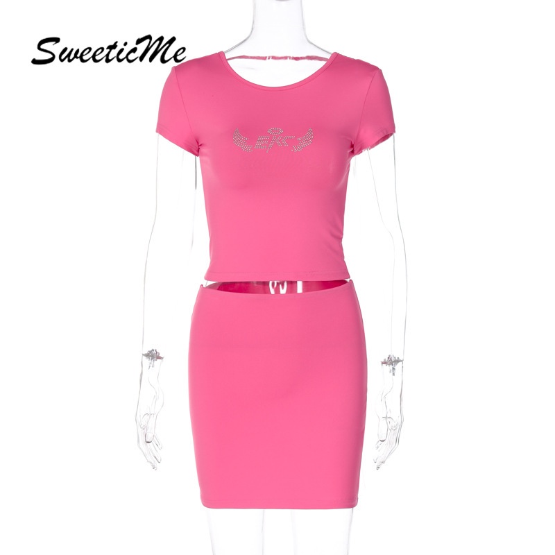 Set Áo Thun Ngắn Tay Cổ Tròn Và Chân Váy Ôm Thời Trang 2023 Cho Nữ