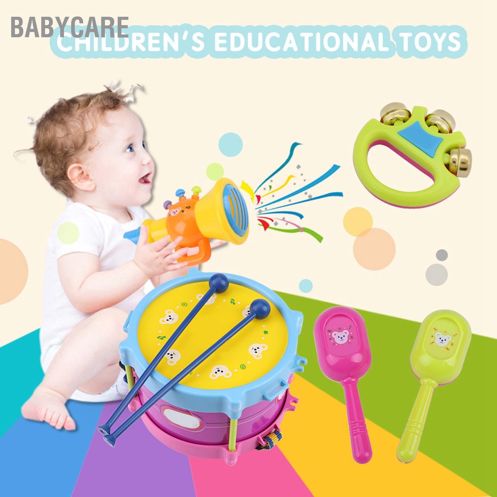 Babycare Có hàng sẵn 7 Cái Dụng Cụ Âm Nhạc Bộ Đồ Chơi Giáo Dục Chuông Trống Kèn Búa Cát Cho Trẻ Em