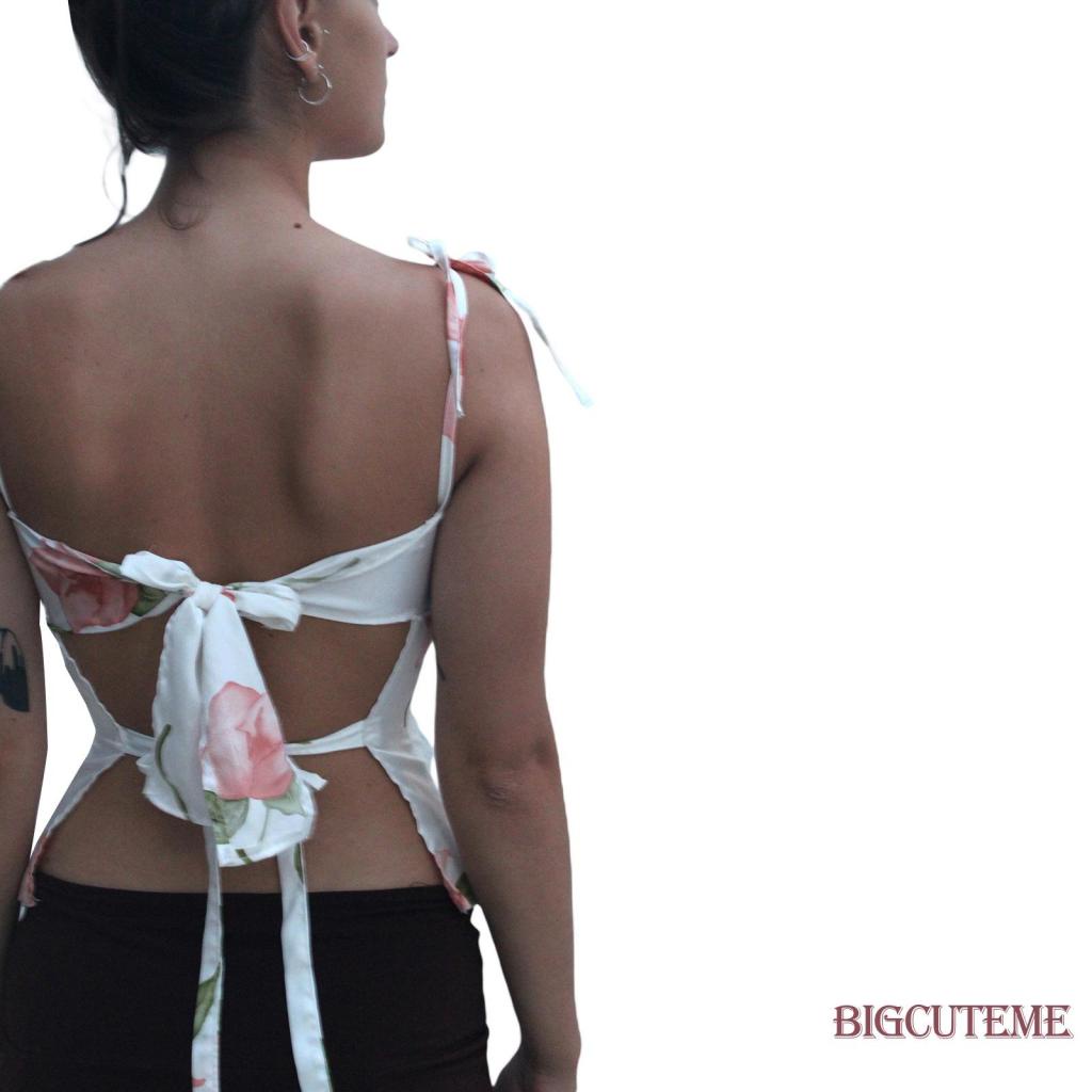 Áo Hai Dây Cổ Chữ V In Họa Tiết Hoa / Trái Cây Phong Cách Đường Phố Thời Trang Cho Nữ