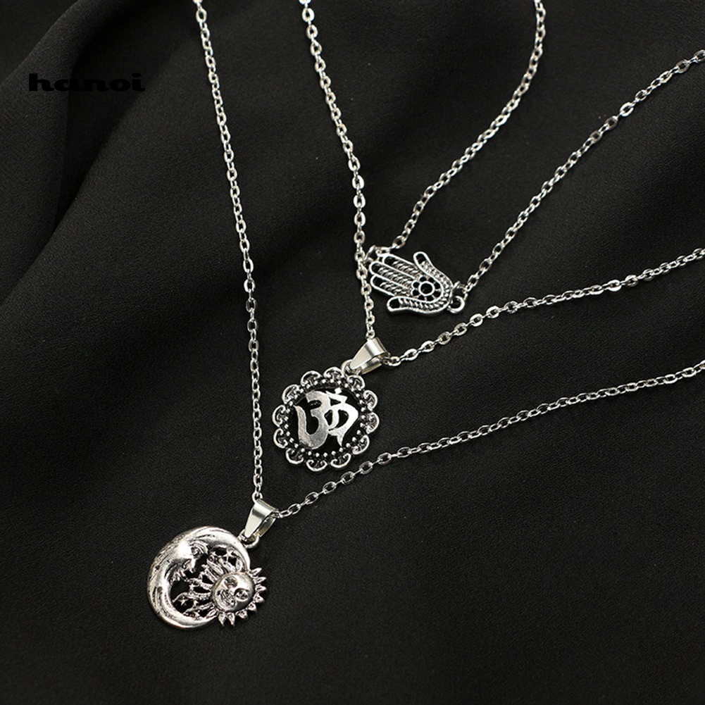 Vòng cổ NhiềU LớP HìNh BàN Tay Fatima MặT Trăng Ngôi Sao ThờI Trang Cho Nữ