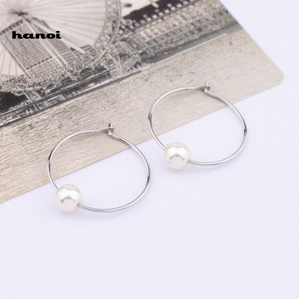 Bông Tai Tròn Đính Ngọc Trai Giả Thời Trang Cho Nữ