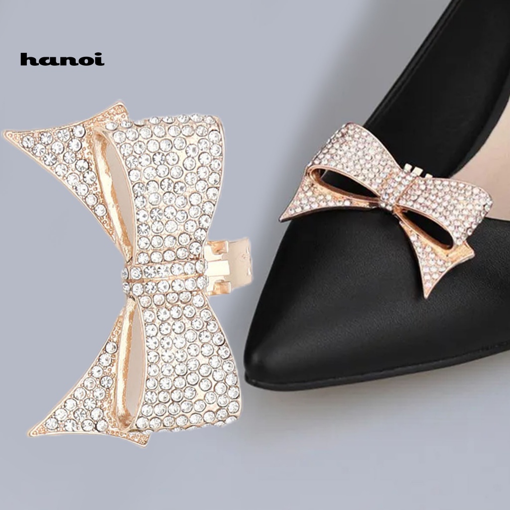 Han_giày Kẹp Đính Đá Thủ Công Cao Cấp Có Thể Tháo Rời Trang Trí Giày Nơ Bằng Hợp Kim Cao Cấp