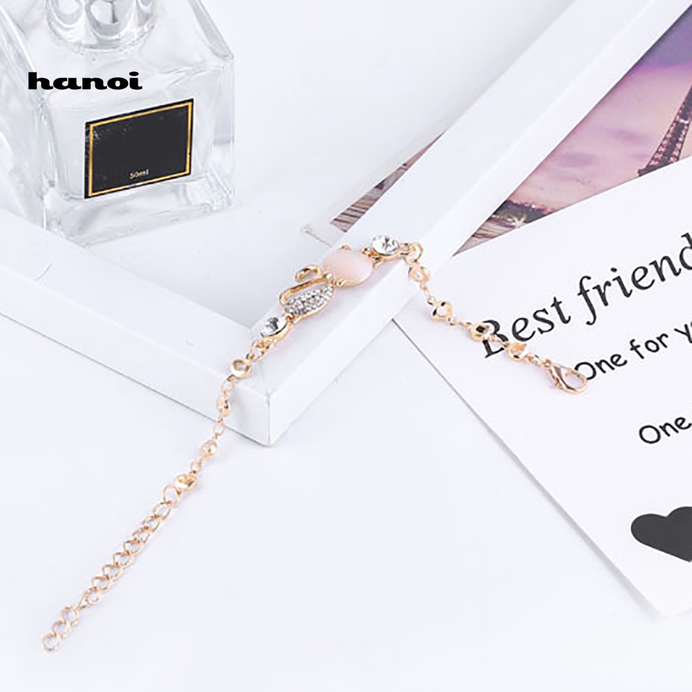Vòng Đeo Tay HìNh MèO ĐíNh Kim Cương Giả ThờI Trang Cho Nữ