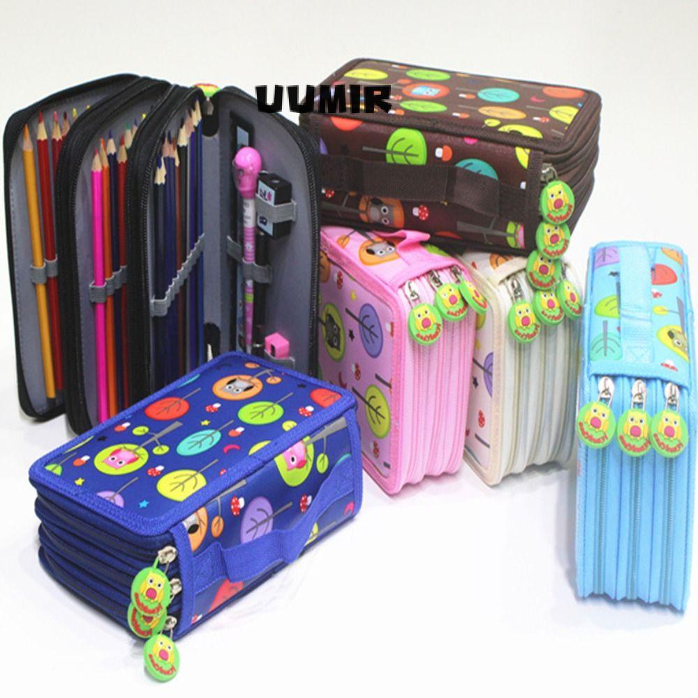 Túi Đựng Bút Bằng PU 72 Lỗ Chống Nước Sức Chứa Lớn Có Khóa Kéo Tiện Dụng Cho Học Sinh