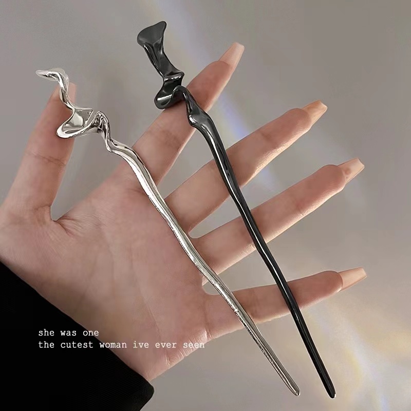 Trâm Cài Tóc Kim Loại Màu Bạc Đơn Giản Cho Nữ