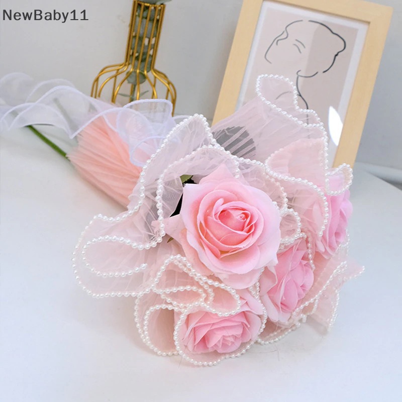 Cuộn Lưới Hoa Đính Ngọc Trai Dùng Trang Trí Bó Hoa DIY