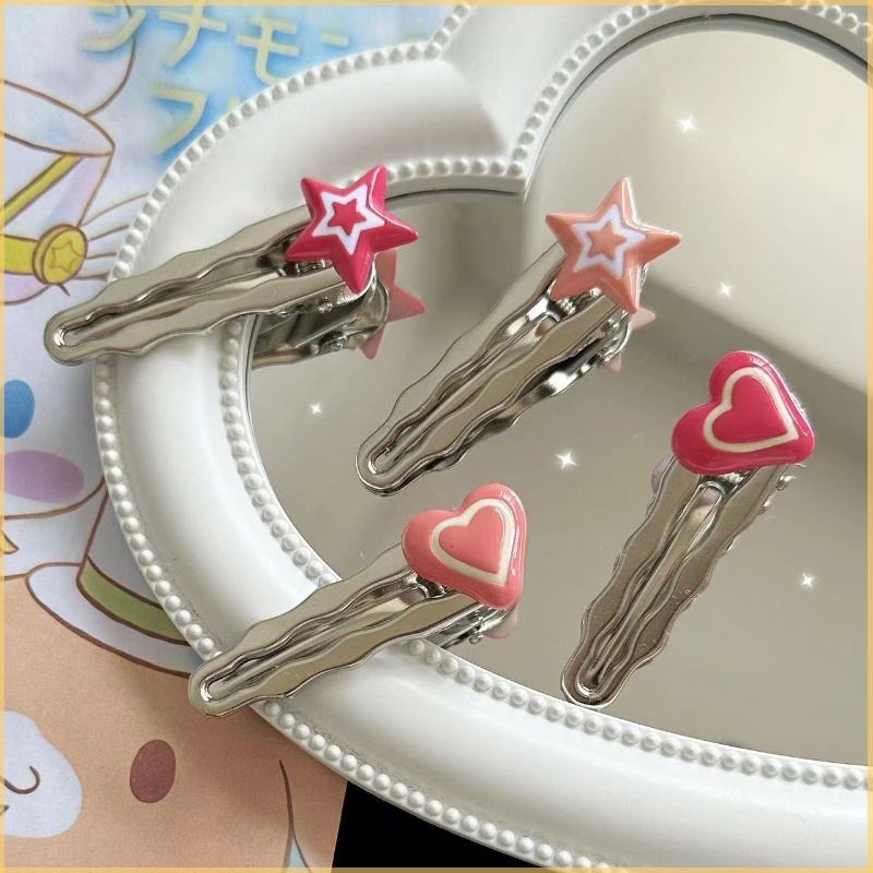 Kẹp Tóc Kim Loại Hình Trái Tim Đính Đá Xinh Xắn Cho Nữ