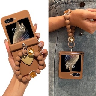 Hàn Quốc Dễ Thương Trái Tim Đơn Giản Thỏ Hạt Vòng Tay Ốp Lưng Điện Thoại Samsung Galaxy Dành Cho Galaxy Z Flip 5 6 Z Flip5 6 Flip5 Flip7 Zflip6 Cover