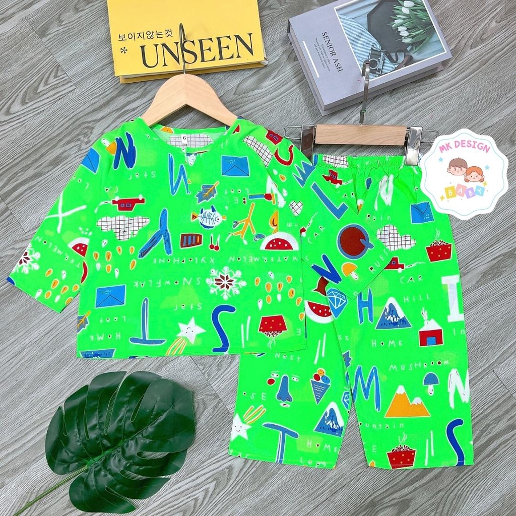 Bộ lanh bé trai, Đồ bộ bé trai tay dài quần dài vải tole loại 1 size 7-35kg