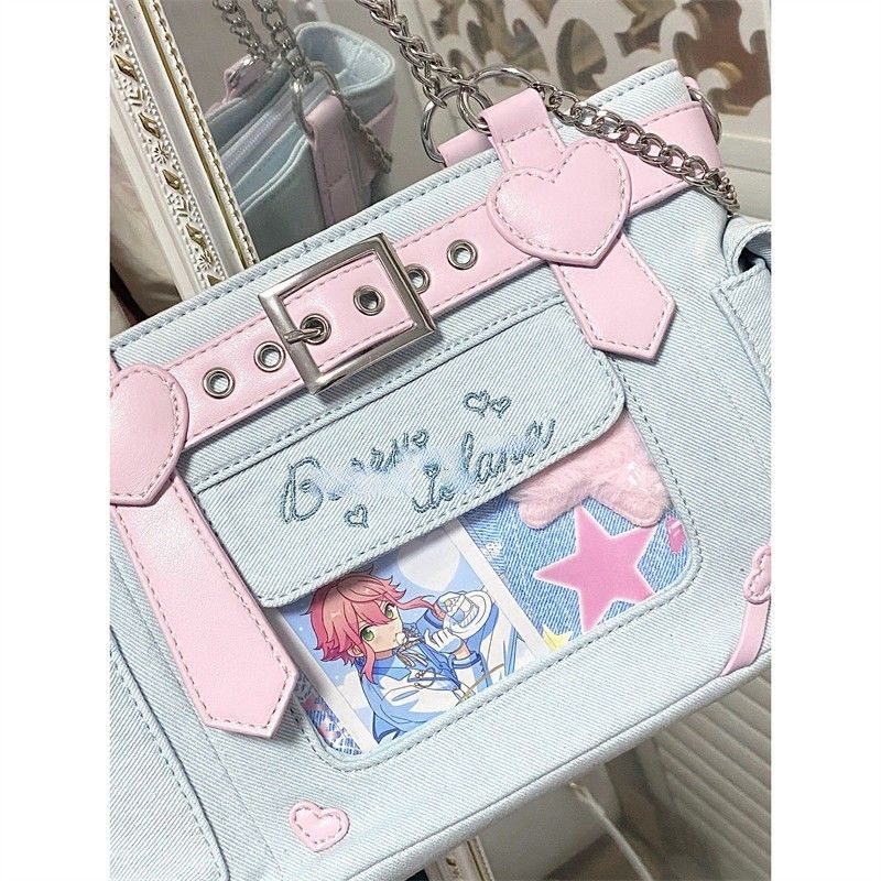 Túi Xách Denim Dây Đeo Xích Dễ Phối Đồ Hợp Thời Trang Cho Nữ