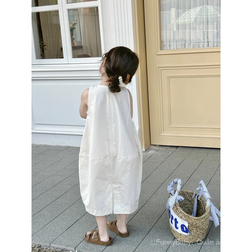 Đầm Không Tay Màu Trơn Thời Trang Mùa Hè 2023 Mới Cho Bé Gái