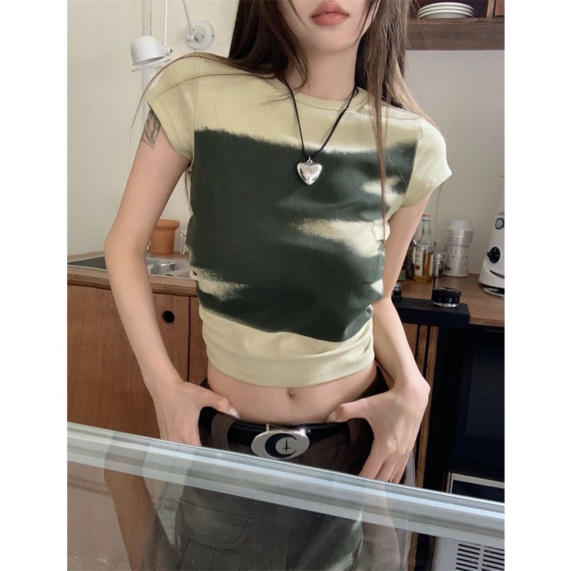 JINSHIHUI  áo croptop Áo Thun nữ baby tee Thiết kế ít eo slim hottie 2023 NEW Cái mới Đẹp ins fashion A99J2Z8 36Z230909