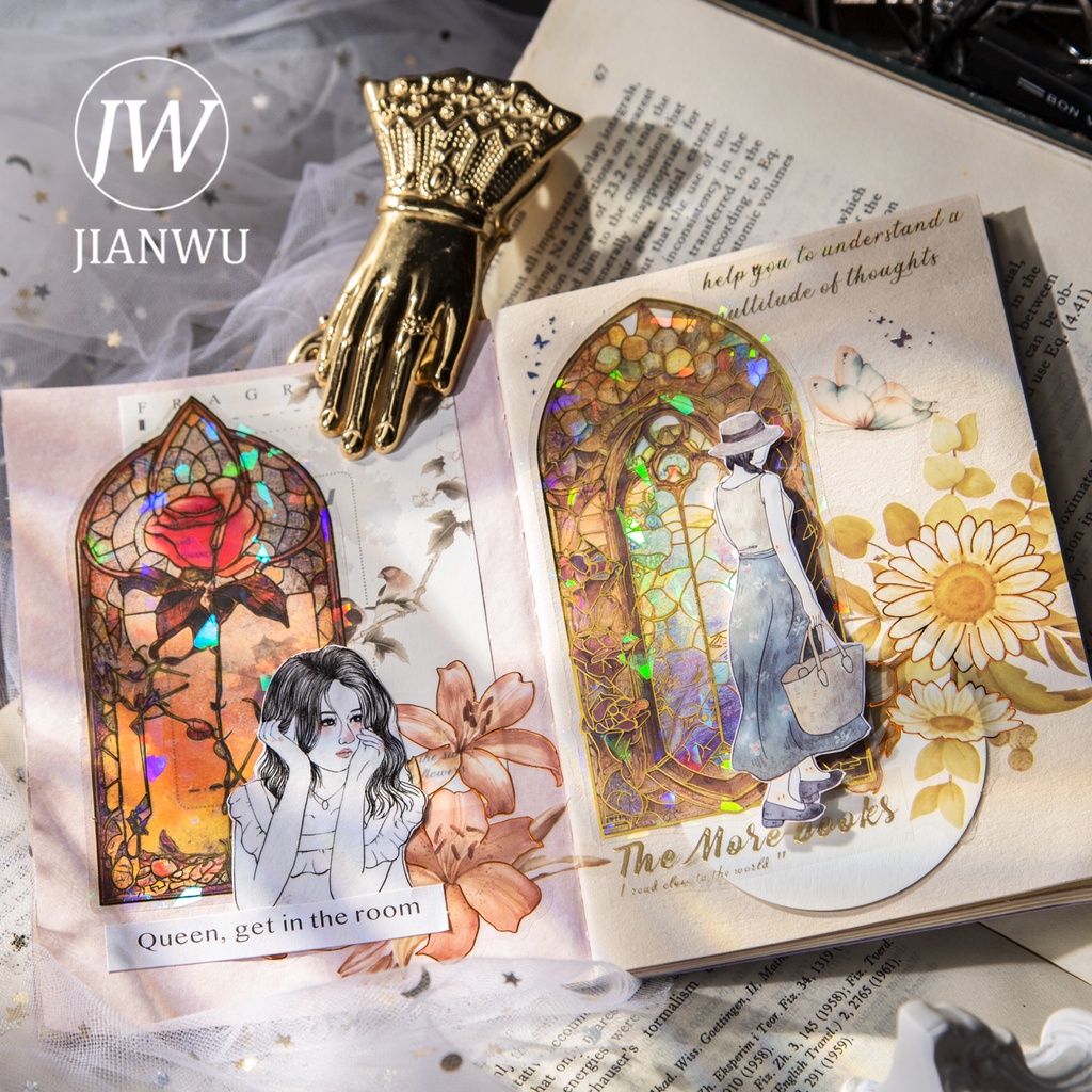 Bộ 10 Tấm Sticker Dán Cửa Sổ Bằng PET Tạo Hình Hoa Lá Kiểu Vintage