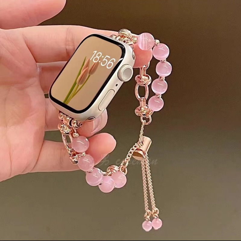 Dây Đeo Chuỗi Hạt Bằng Kim Loại Cho Đồng Hồ Thông Minh Apple watch series 8 7 6 5 4 se 3 44mm 42mm 40mm 49mm 45mm 41mm 38mm