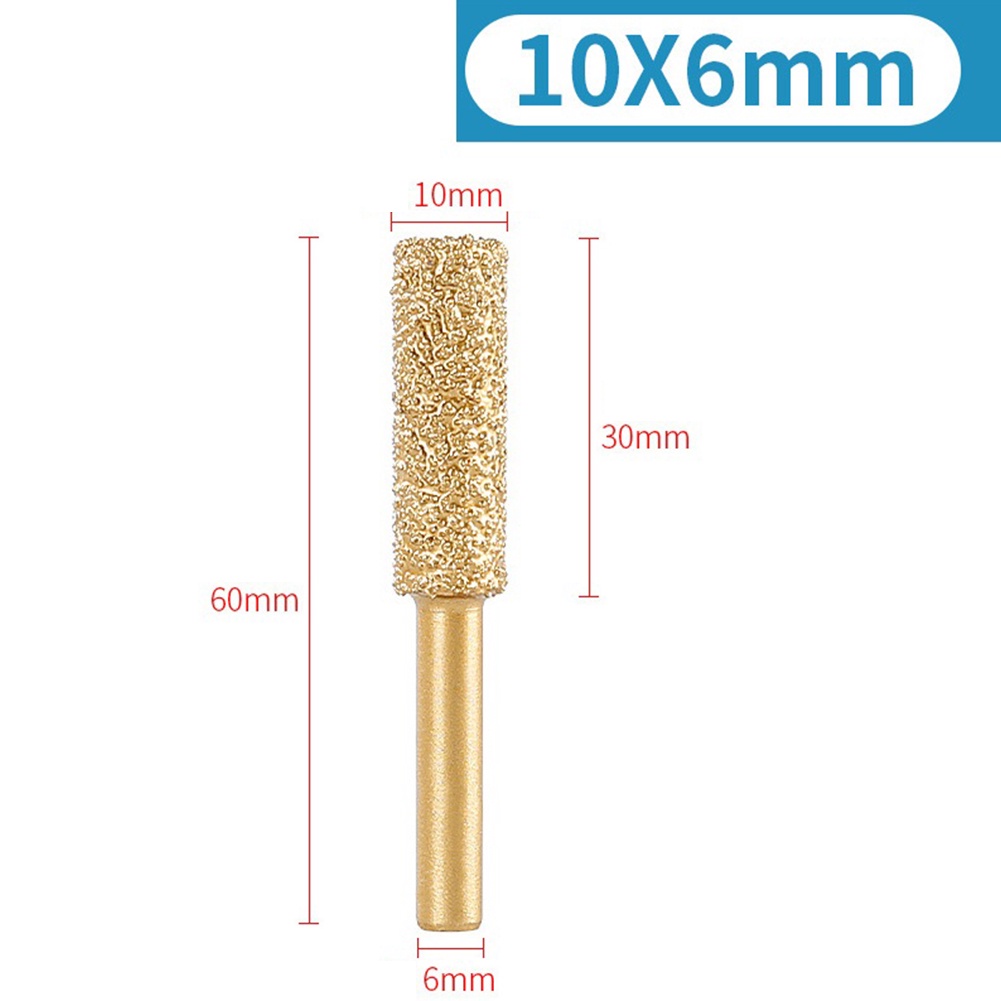 Đầu kim cương burr đầu kim cương vàng nhám đầu mài trục tròn 6mm