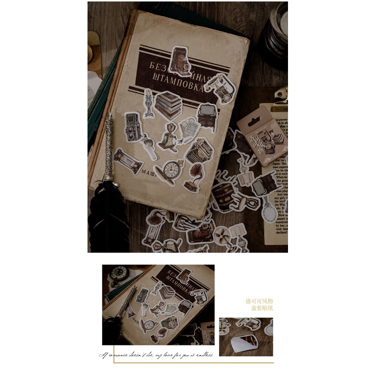 Hộp 46 Miếng Dán Trang Trí Sổ Tay DIY Phong Cách Retro