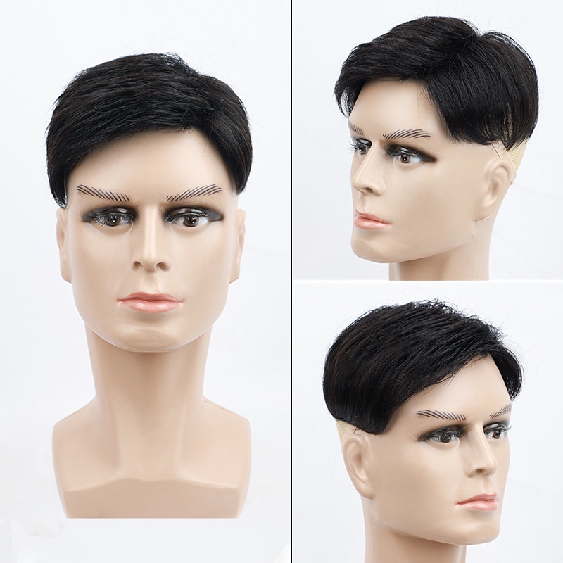 Tóc Giả Ngắn Tự Nhiên Phong Cách Hàn Quốc Cho Nam Giới Trung Niên