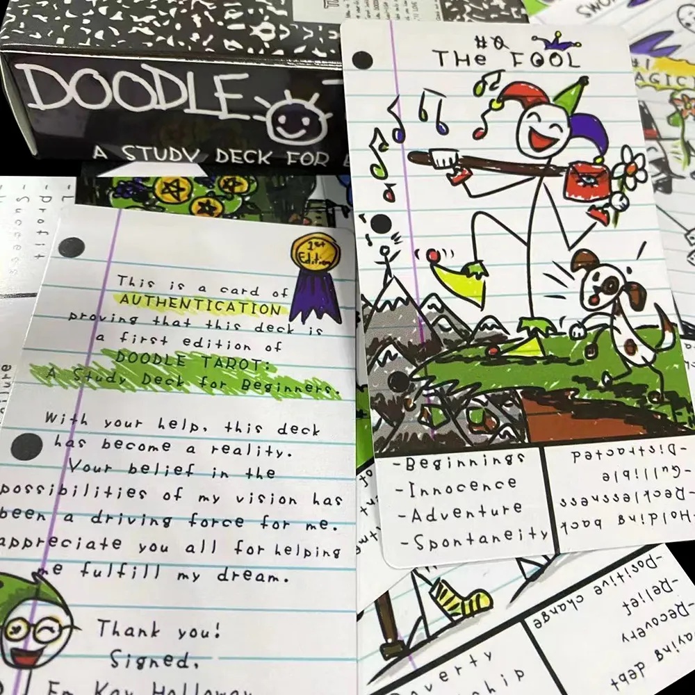 Doodle Tarot cards Deck Fortune Telling Game Divination Tools