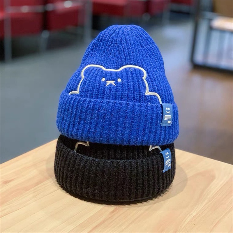 Mũ Len Đan Giữ Ấm Mùa Đông In Hình Gấu Hoạt Hình Dễ Thương Thời Trang Hàn Quốc 2022 Cho Bé Trai / Gái