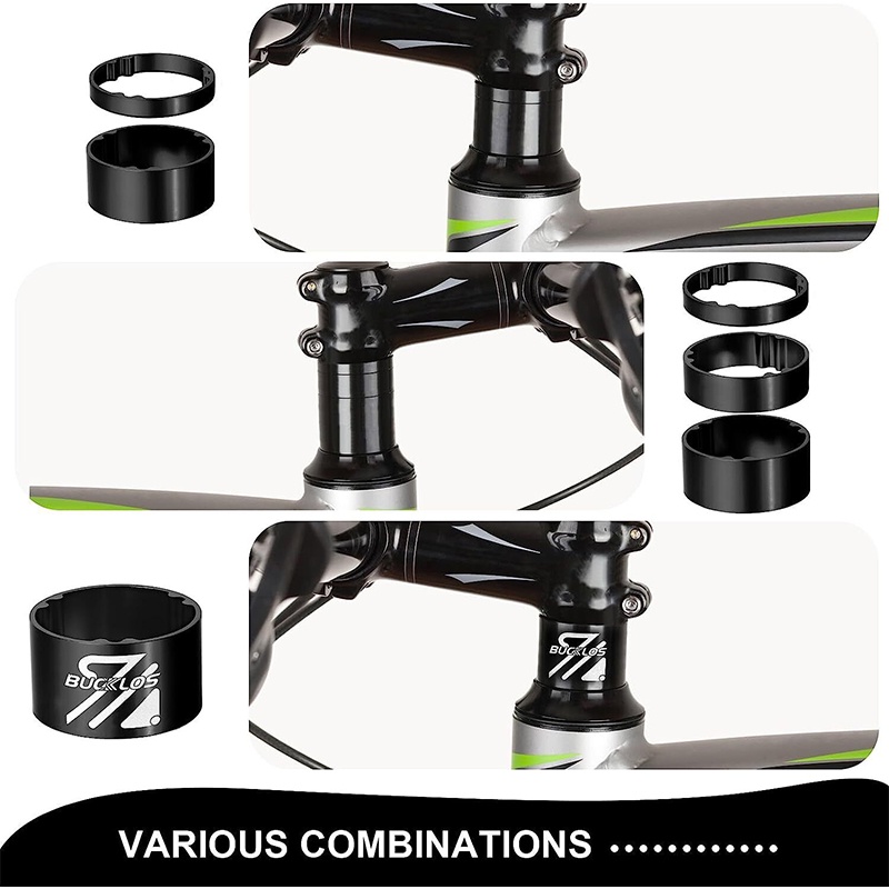 Bucklos 11PC Carbon Xe Đạp Tai Nghe Máy Giặt Đường Núi Xe Đạp Phía Trước Dĩa Máy Giặt Hợp Kim Nhôm Xe Đạp Thân Tay Cầm Miếng Đệm