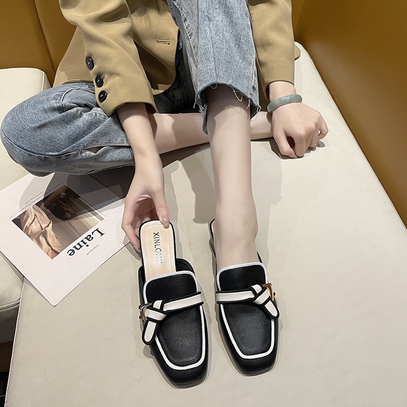 Prowow❤Dép Bít Mũi Thiết Kế Đơn Giản Thời Trang Cho Nữ