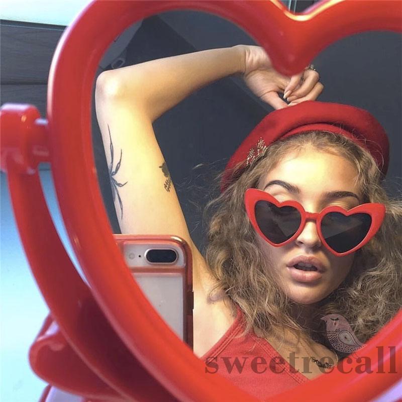 Swe-barbie màu hồng cổ điển mắt mèo mod phong cách tình yêu kính râm hình trái tim cho nữ