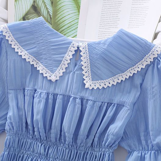 Áo Sơ Mi chiffon Mỏng Ôm Dáng Phối Ren Thiết Kế Mùa Hè Kiểu Pháp Mới Cho Nữ