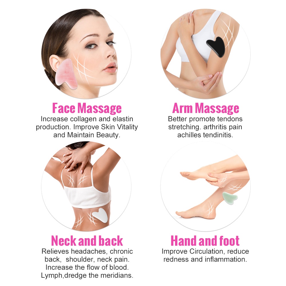 Dụng Cụ Mát Xa Cơ Thể Hình Trái Tim Bằng Đá Thạch Anh Tự Nhiên