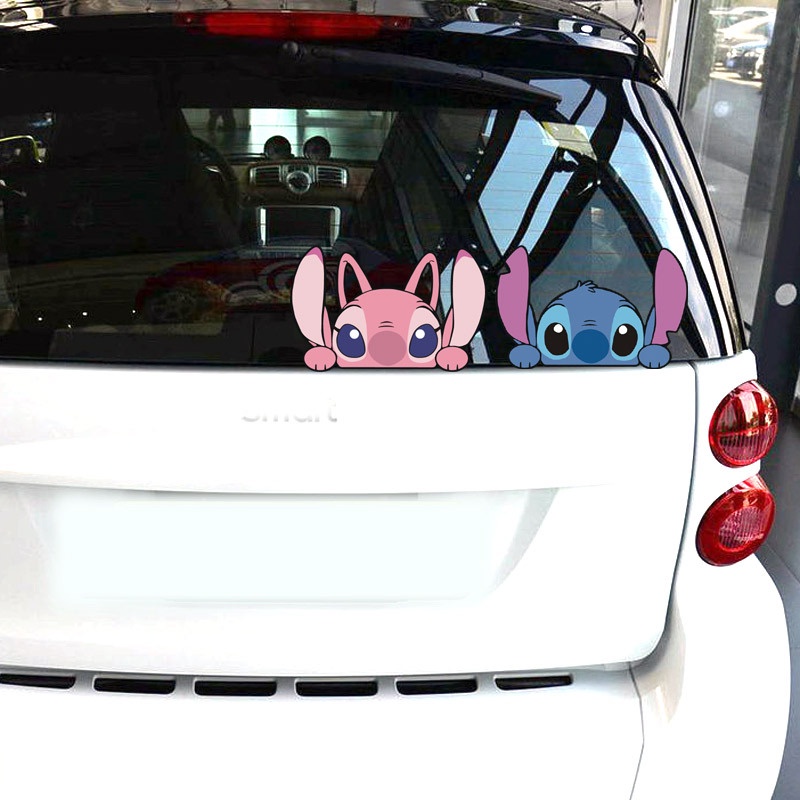 Hot! Mới! Nhãn Dán Trang Trí Xe Hơi / Mũ Bảo Hiểm Chống Thấm Nước Hình Thám Tử stitch Dễ Thương