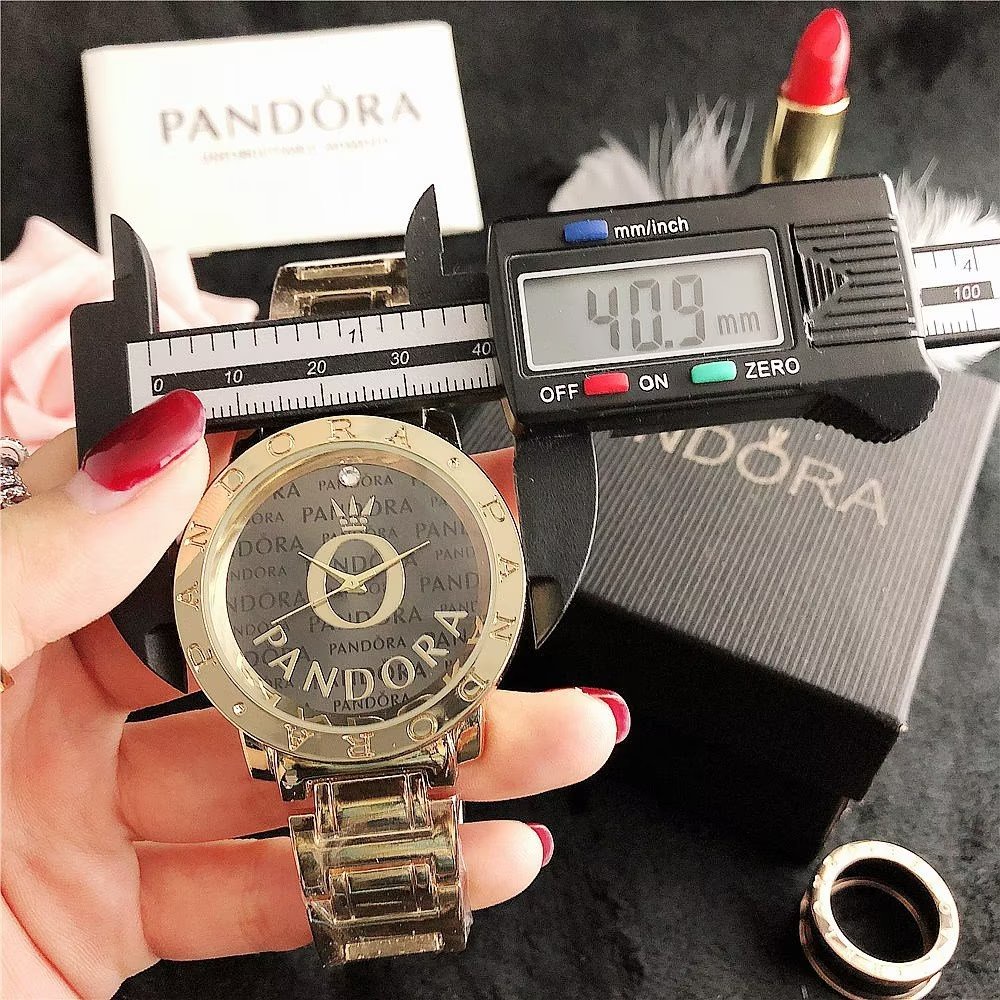 Đồng Hồ Pandora Mặt Tròn Đính Đá Thời Trang Cho Cặp Đôi