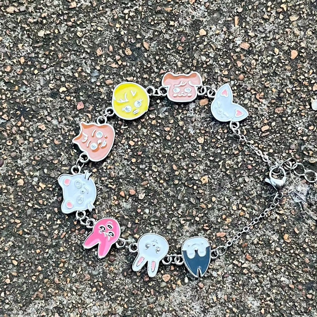 Vòng Tay Hợp Kim Mặt Hình idol kpop Biểu Tượng Ống Suông Thả Dầu Dễ Thương Thời Trang Cho Trẻ Em