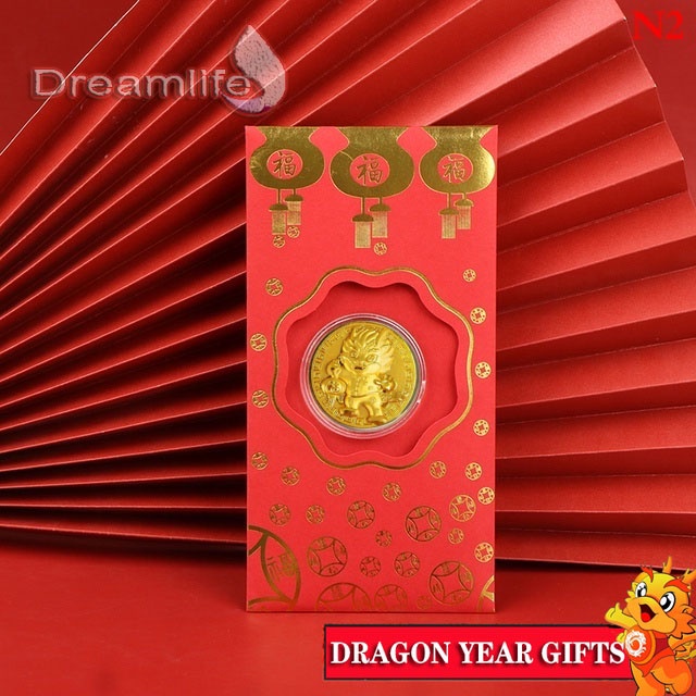 Bao Lì Xì Năm Mới 2024 3D Màu Đỏ May Mắn