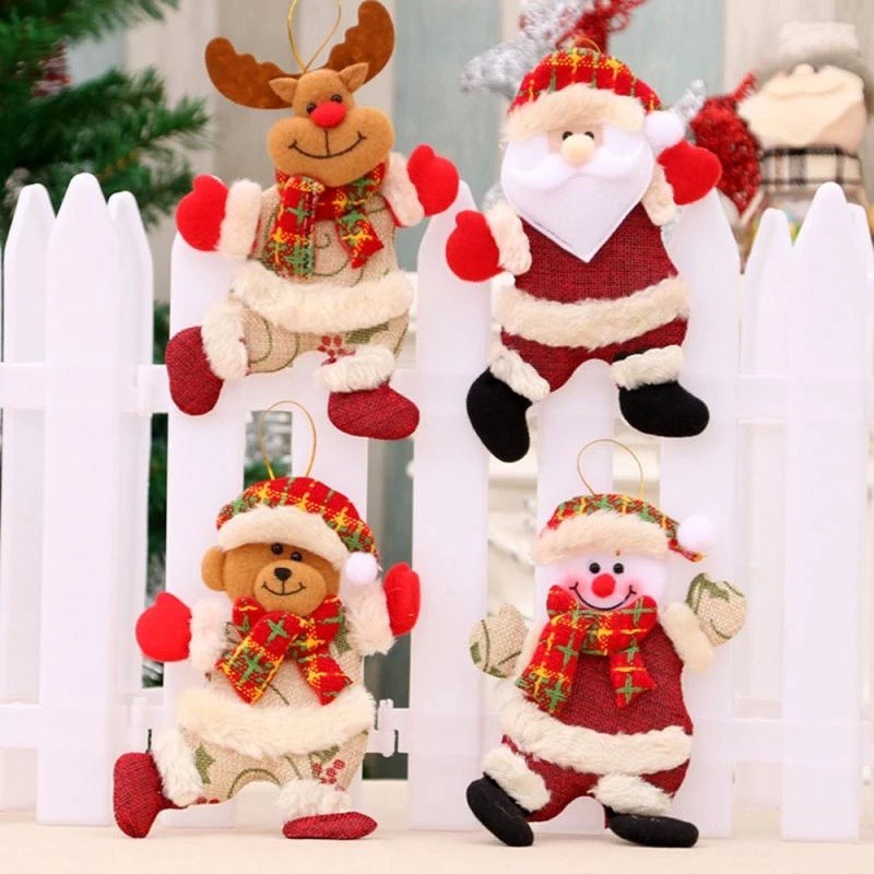 Cây thông noel santa claus snowman mặt dây chuyền búp bê / diy reindeer bear design doll xmas đồ trang trí để trang trí tiệc