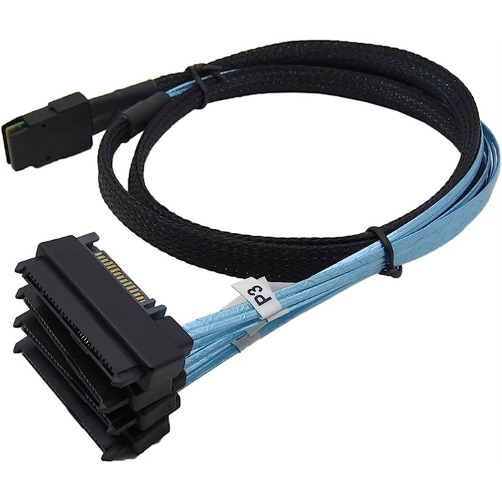 Cáp chuyển đổi MiniSAS 8087 sang 2 SAS - 4 SAS, SFF-8087 2 SAS - 4 SAS 29-Pin SFF-8482 Cable