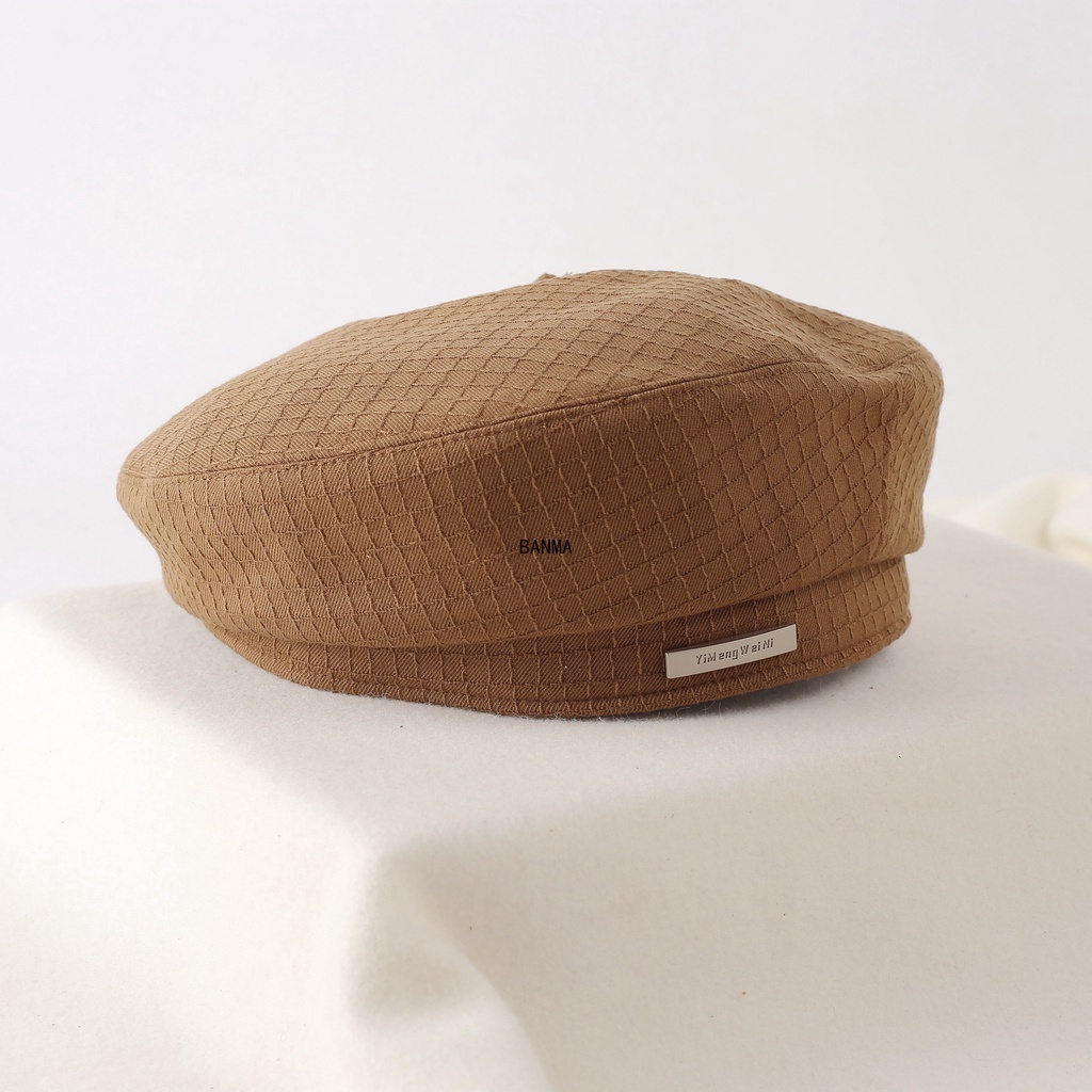 Mũ thời trang thông thường mới của hàn quốc logo kim loại mặt mũ beret nhỏ
